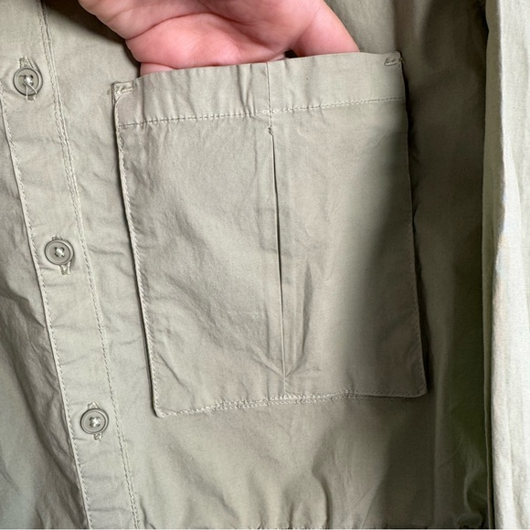 Zara NWT Girls Green Cropped Button Front Pocket Cropped Long Sleeve Top Size 10 - Picture 6 of 11